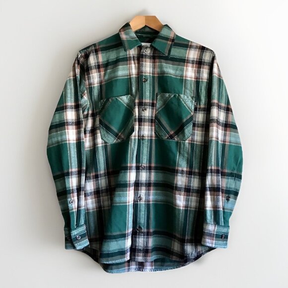 Aritzia TNA Heavyweight Oversized Flannel Button Down Shirt‎ Size 2XS Green - Picture 1 of 6